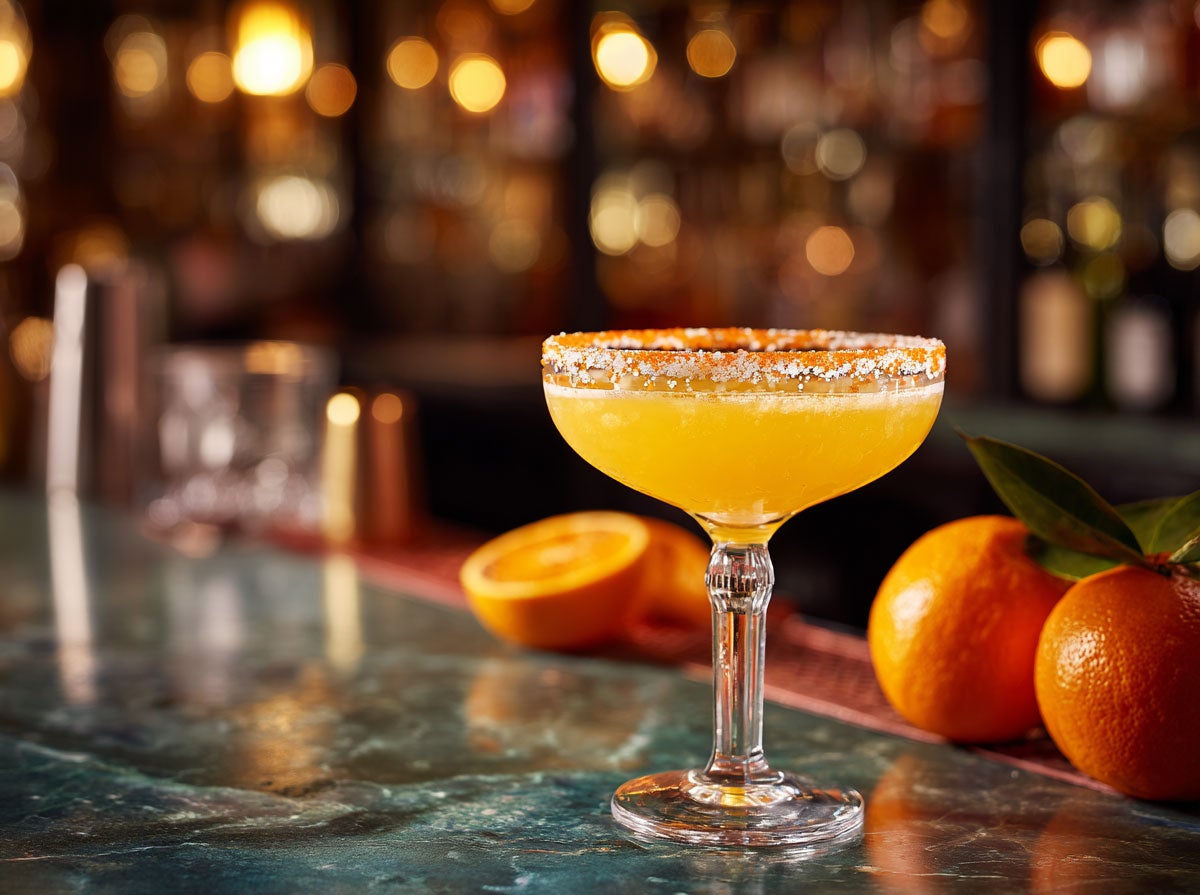 A clementine margarita cocktail. Created by AI. Edited by Pernod Ricard Sweden