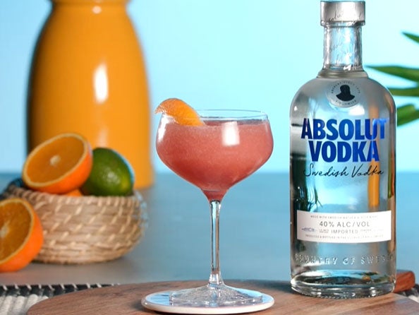 Frozen Cosmopolitan med Absolut Vodka flaske